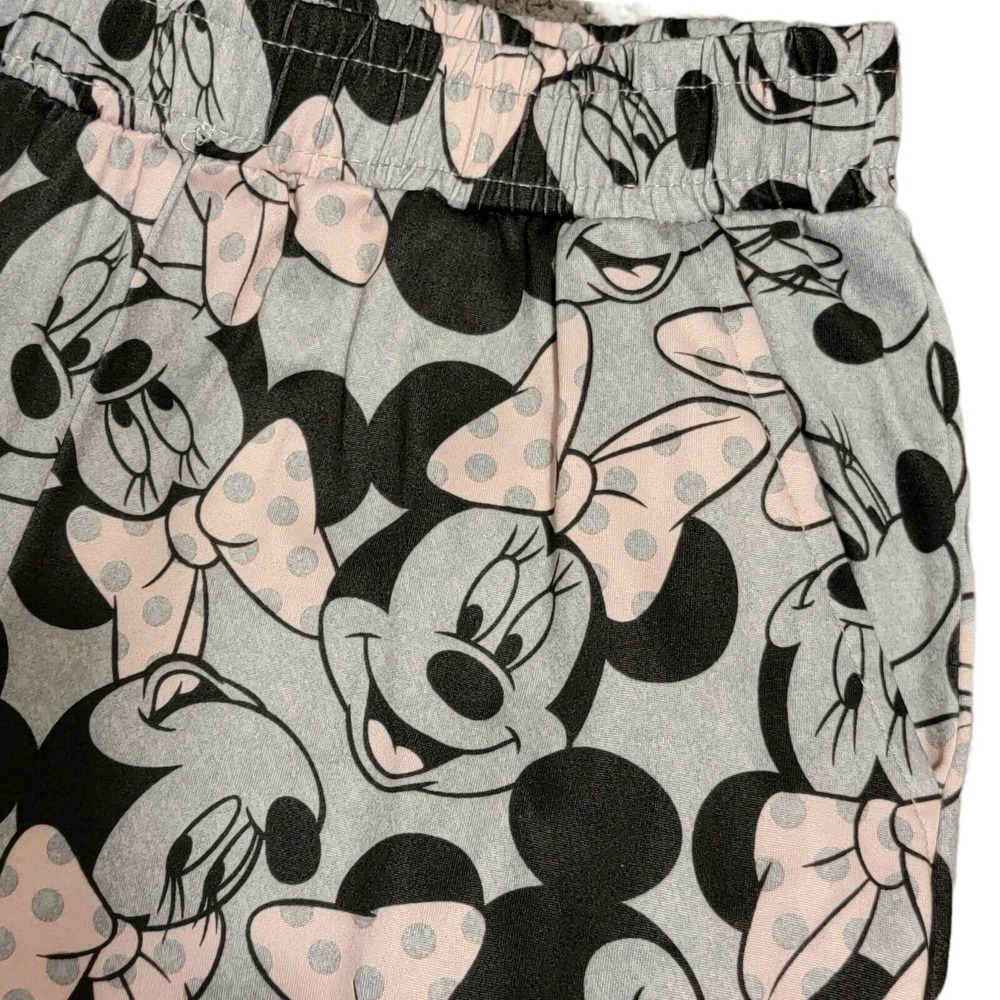 Disney Minnie Mouse Pajama Pants Womens S Gray Pink Joggers PJs Sleepwear Lounge - Picture 3 of 7